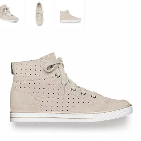 Coach Pita Suede Beige High Top Sneakers Size: 7.5 - Picture 2 of 14